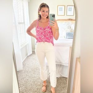 White Embroidered Jeans